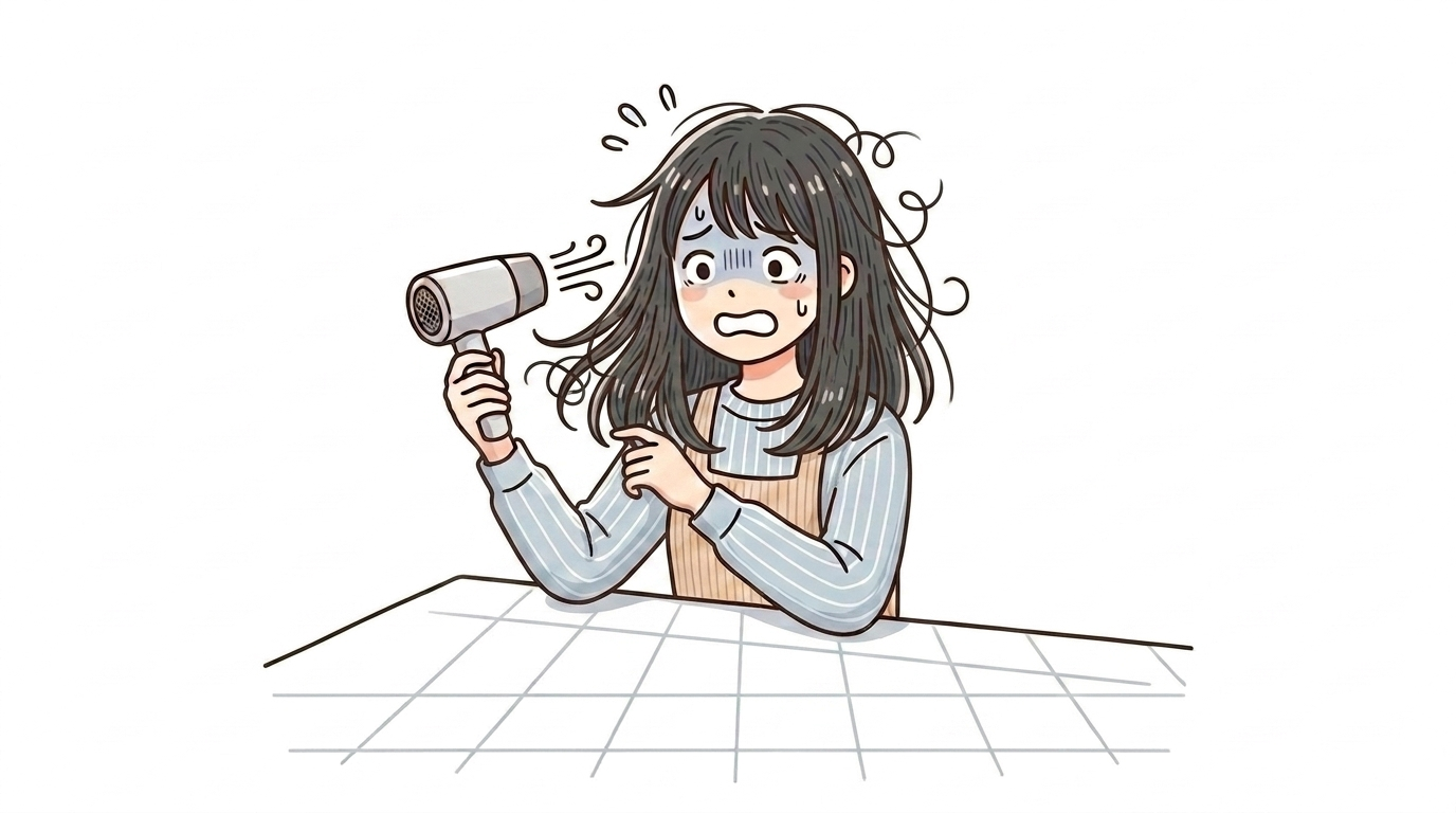 ドライヤーをかけている女性